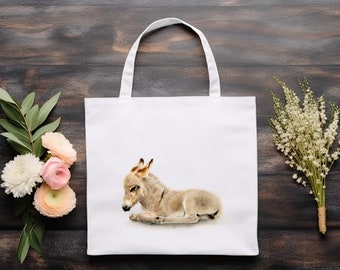 Sac cabas blanc « O Little Donkey » Christmas Donkey On The Farm