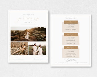 Photography Price List, Wedding Pricing Guide, Wedding Price Sheet, Pricing Guide for Photographers, Sell Sheet Template, PDF PSD