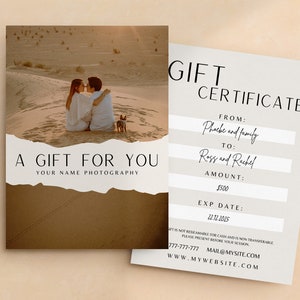 Photography Gift Certificate, Canva Template, Session Coupon, Gift Voucher, Photography Personalized Template, Printable Gift Card image 3