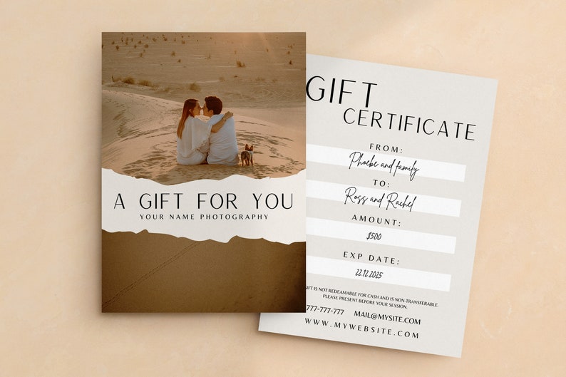 Photography Gift Certificate, Canva Template, Session Coupon, Gift Voucher, Photography Personalized Template, Printable Gift Card image 3