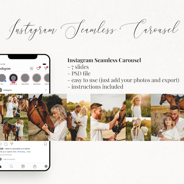 Instagram Seamless Carousel - Photoshop PSD Slide Post Template for Influencers and Photographers