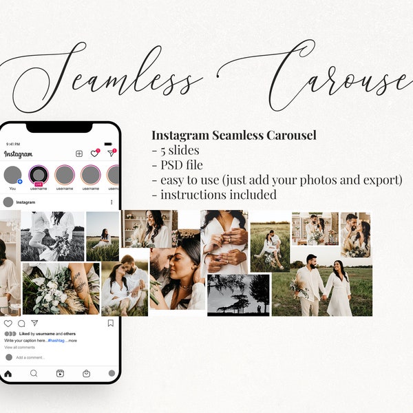 Neues Instagram Nahtloses Karussell - Photoshop PSD Slide Post Vorlage für Influencer und Fotografen