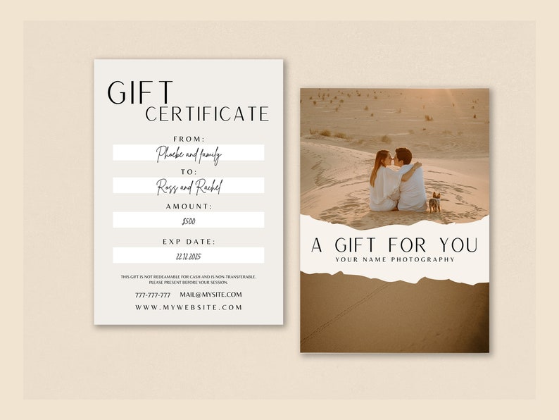 Photography Gift Certificate, Canva Template, Session Coupon, Gift Voucher, Photography Personalized Template, Printable Gift Card image 7