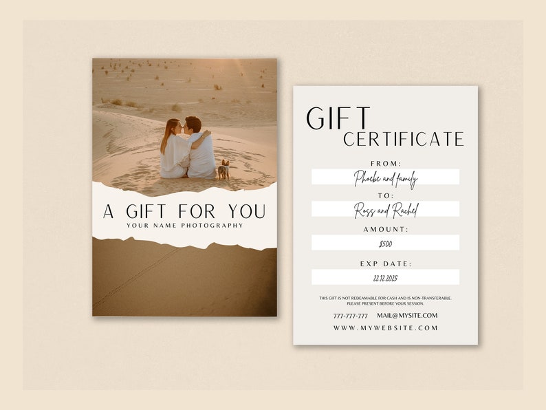 Photography Gift Certificate, Canva Template, Session Coupon, Gift Voucher, Photography Personalized Template, Printable Gift Card image 6