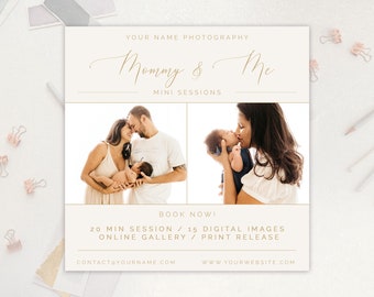 Mothers Day Mini Session Template Card, Mom and Me for Instagram and social media, Mothers Day Template Editable in Photoshop, PSD