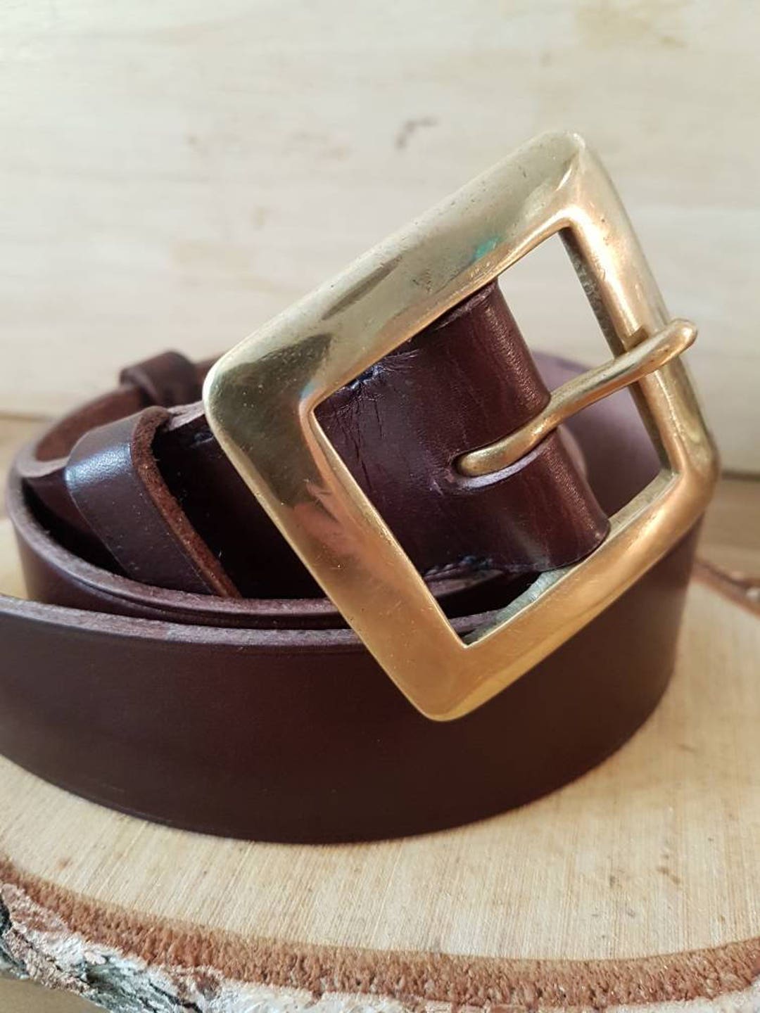 Square Brass Buckle Belt. 1.5 Inch Width Etsy
