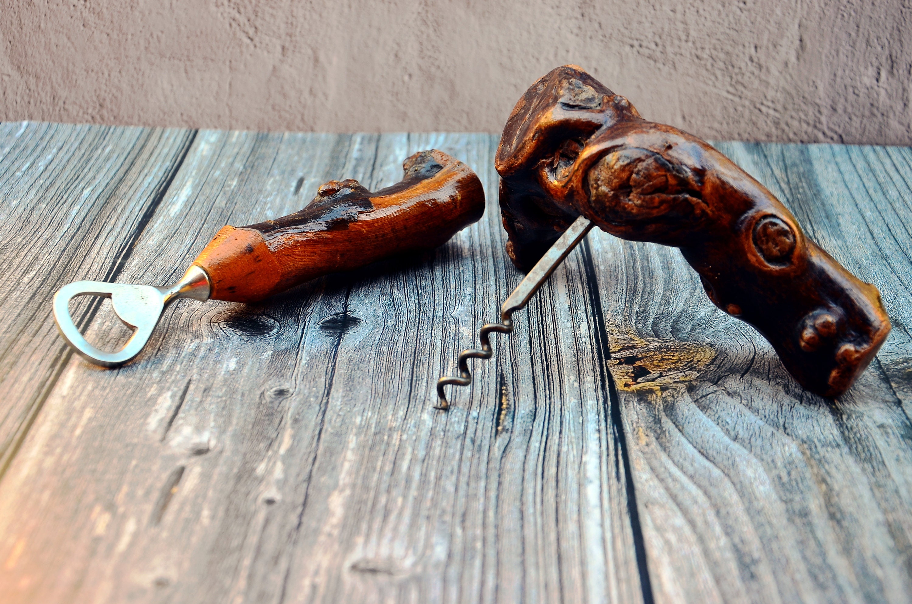 Vintage Swedish Handmade Burlwood Wine & Bottle Opener Etsy UK