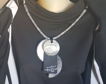 Statement necklace "Life's fountain",contemporary necklace,geometric necklace,handmade jewelry,necklace for woman,stone and leather necklace