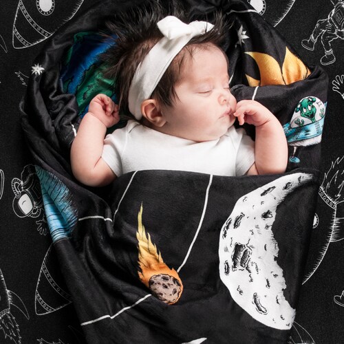 Outer Space Baby Blanket Astronaut Rocketship Galaxy Etsy