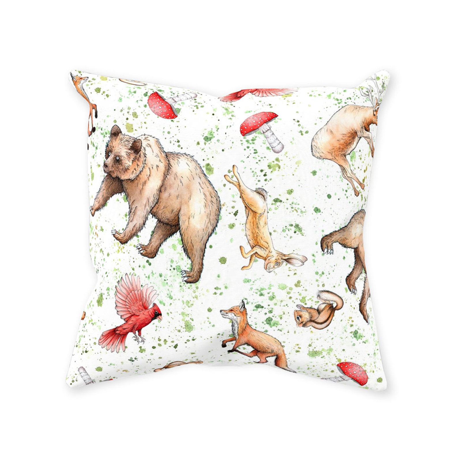 Woodland Throw Pillow Animal Theme Nursery Decor Forest Etsy