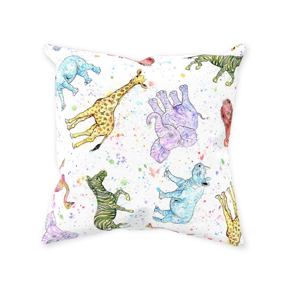 Colorful Animal Throw Pillow Animal Theme Nursery Decor 14 Etsy