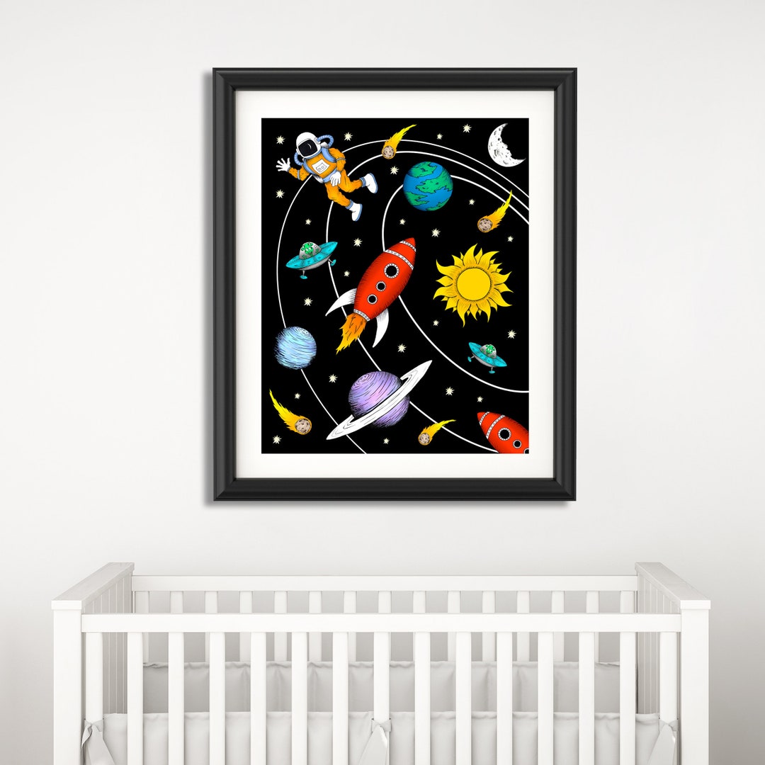 Outer Space Nursery Art Outer Space Nursery Decor Jaxson's World Etsy