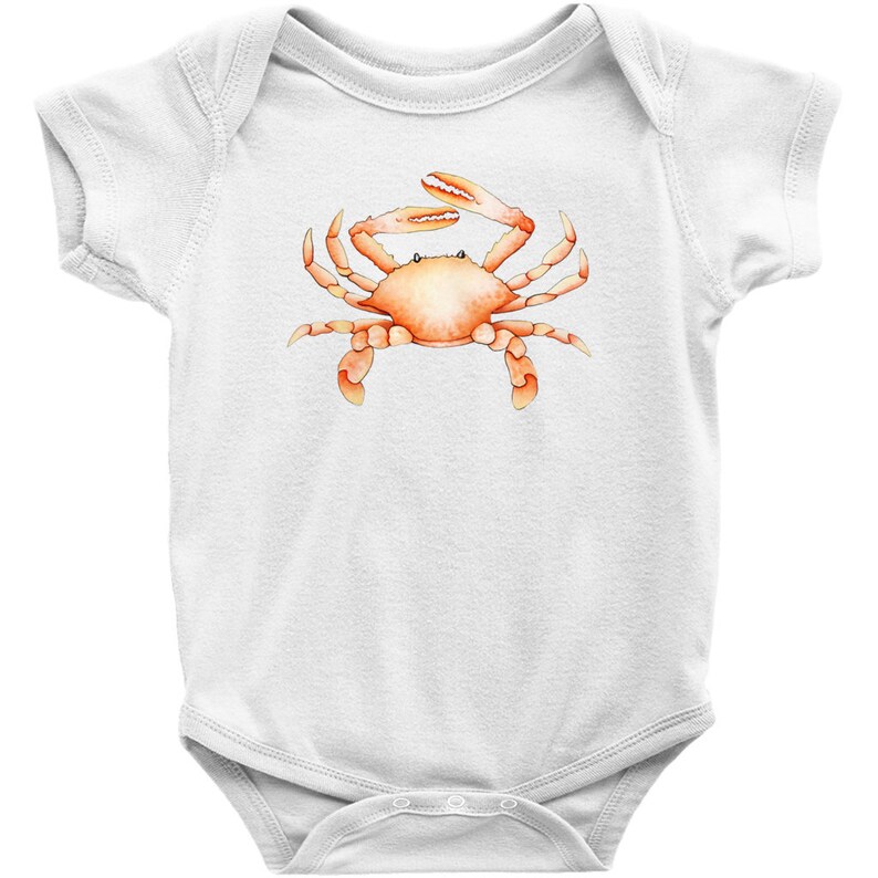 Watercolor Crab Bodysuit Unique Nautical Baby Shower Gift Infant Bodysuit Creeper