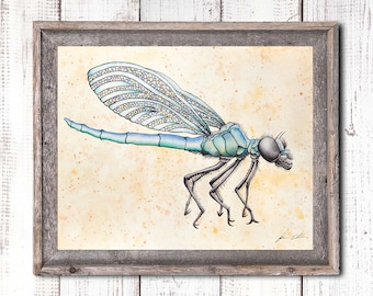 Dragonfly Art, Watercolor Dragon Fly, Insect Prints