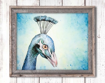 Peacock Art, Watercolor Peacock, Farm Prints, Animal Painting