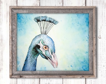 Peacock Art, Watercolor Peacock, Farm Prints, Animal Painting