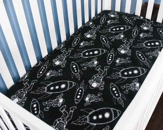 Outer Space Crib Sheet Jaxson S World Astronauts And Etsy