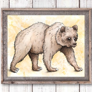Bear Art, Watercolor Brown Bear Print, Animal Painting