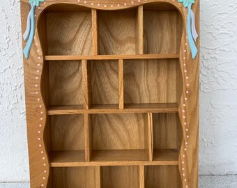 simple primitive knick knack display Vintage hanging wood corner wall shelf 20.5 x 10.5 handmade unfinished shelves for rustic home decor