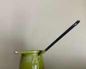 Vintage Small Avocado Enamelware Turkish Coffee Pot Miniature Turkish Coffee Pot 5 oz capacity