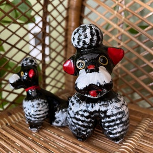 Mid Century Kitsch Style Two Poodles Figurines Made in Japan