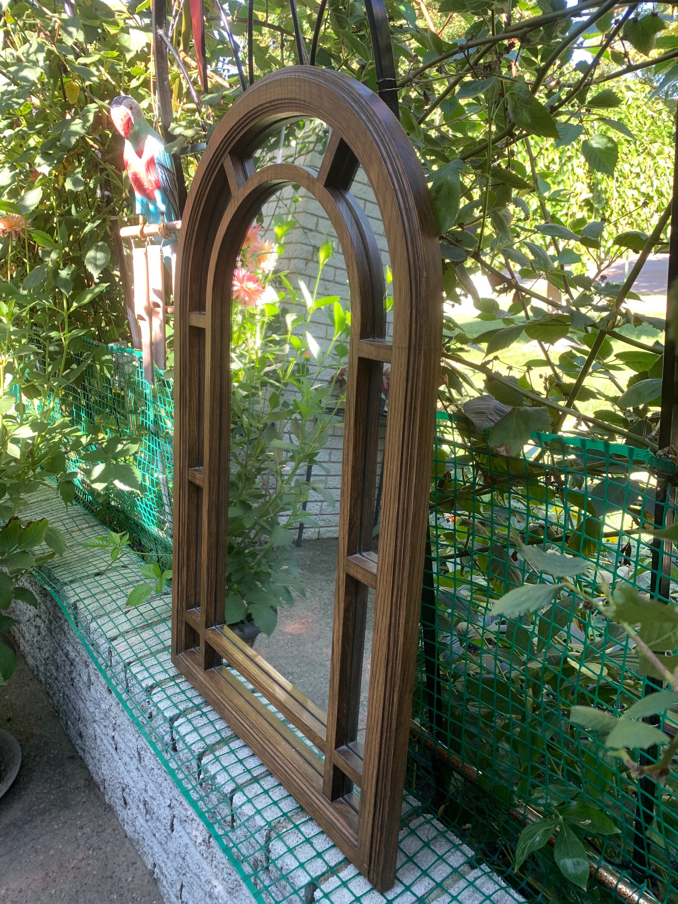 Vintage Large Arched Faux Wood Frame Wall Mirror Etsy
