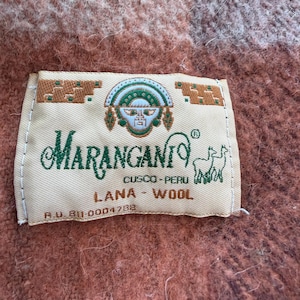 Manta vintage MARANGANI 100% lana de alpaca a cuadros con flecos / Manta de llama peruana Marangani de la década de 1960 / Manta de alpaca peruana