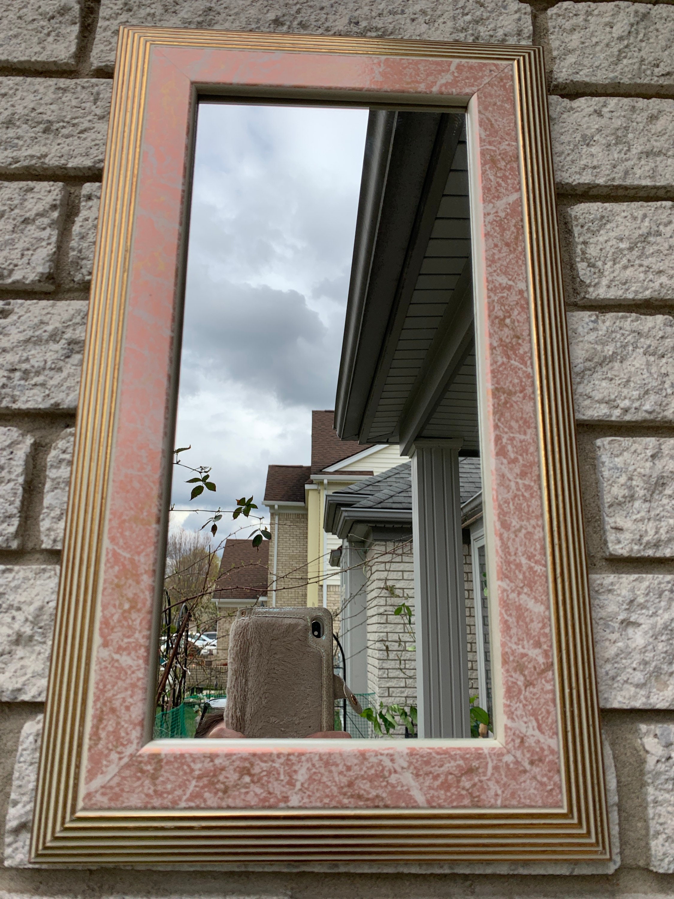 Vintage Made in USA Mirrors Set of 2 80s Mirror/ Gold and Pink Etsy