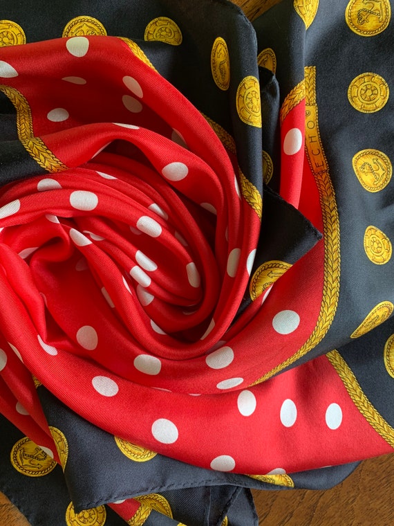 Echo Mod Polka Dot with Coins Print Silk Scarf/ V… - image 3