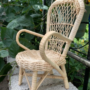 Vintage Rattan Toy Chair/ Vintage Wicker Toy Chair