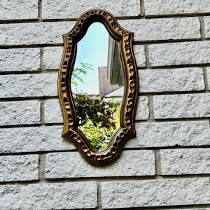 Vintage Golden tone Wooden Frame Mirror