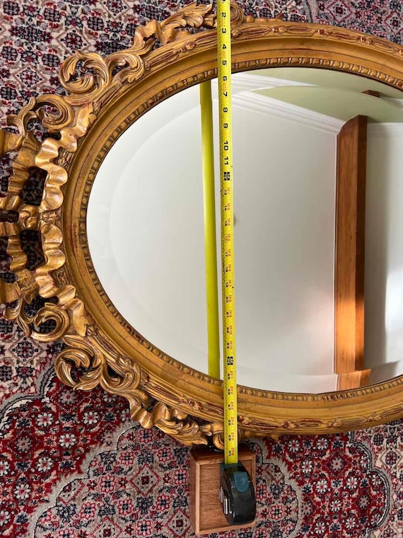 Vintage Ethan Allen Gold Gilt Baroque Style Large Oval Mirror