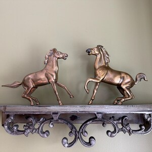 Vintage Pair of Brass Horses Figurine/Solid Brass Horse Sculpture set of 2/MCM Equestrian Decor