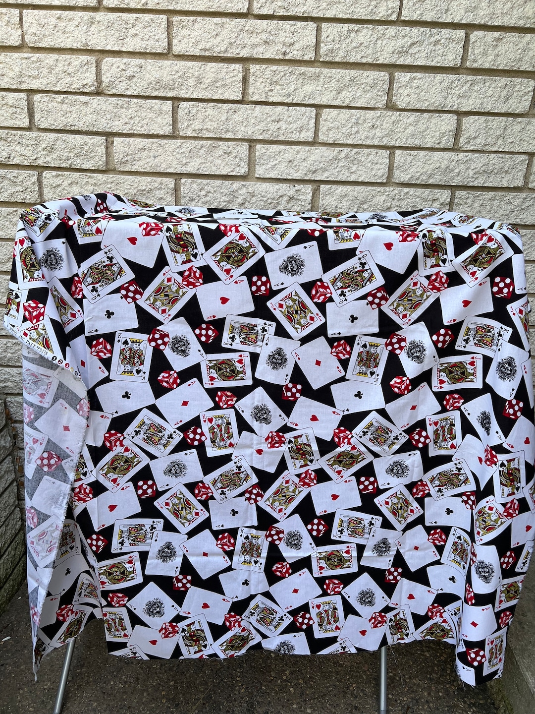 Vintage Piece of Cotton Fabric With Playing Cards and Dice Prints/aces ...