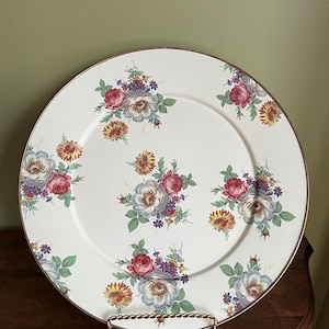 Vintage 1995 Camp Mackenzie-Childs White Enameled Tray 16” Dishwasher and Oven safe/Vintage Tray with Floral design