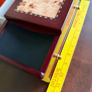 Vintage MELE Mahogany Jewelry Chest Inlay Wood Open Top Ring Holder Bottom Drawer/Wooden Jewelry Box for Men/Unisex Jewelry Box image 9