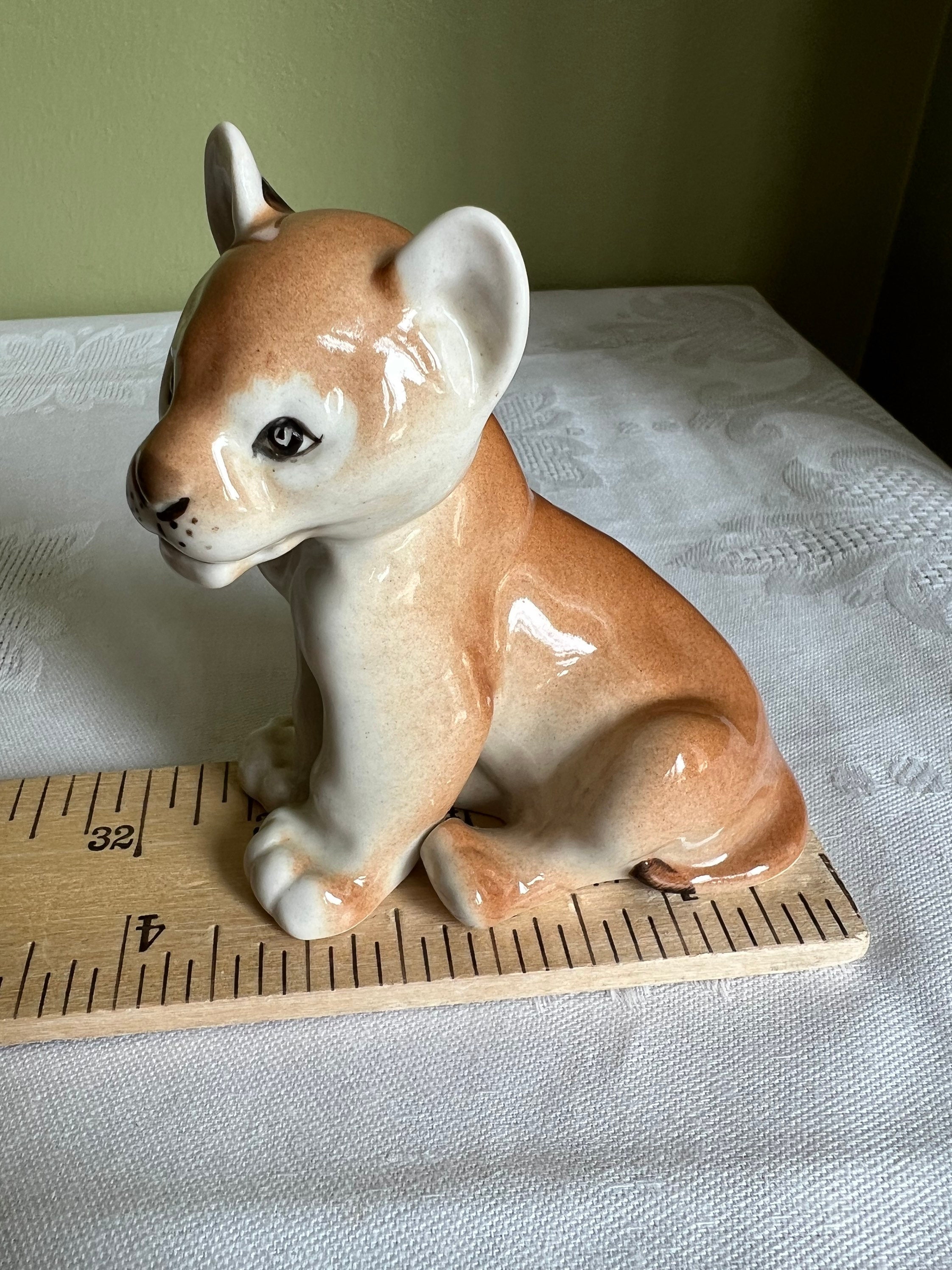 Vintage LFZ USSR Porcelain Lion Cub Figurine/ Lomonosov Made in