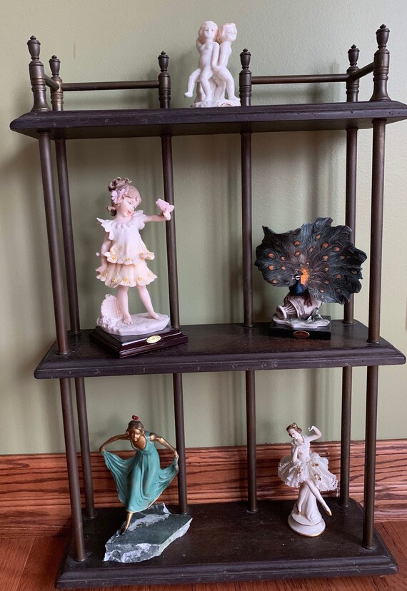 Old Wood And Brass Display Shelf Curio Shelf Knick Knack Etsy