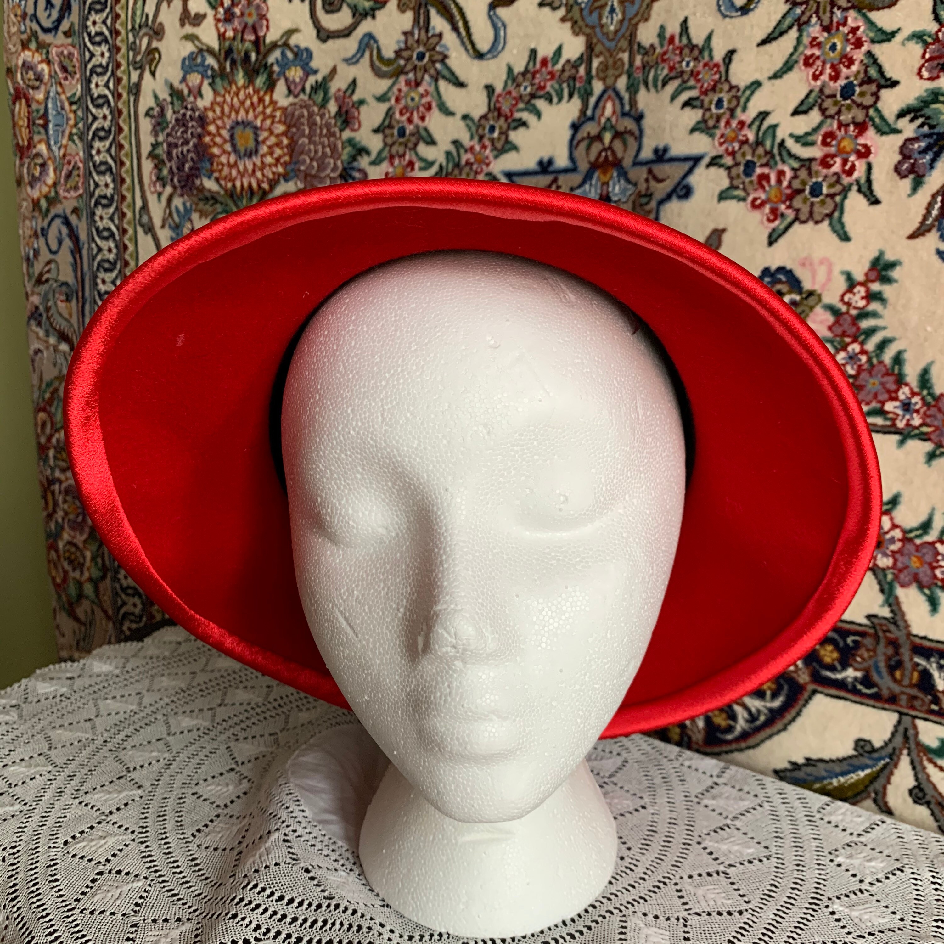 Vintage Ladies Red Hat/ Red Felt and Satin Hat/ Mr. Hi display picture 2