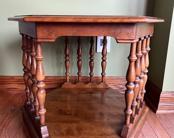 1980 Ethan Allen Solid Wood Table/Ethan Allen American Traditional Maple Hexagon Side End Accent Table