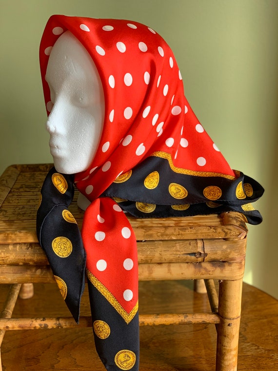 Echo Mod Polka Dot with Coins Print Silk Scarf/ V… - image 6