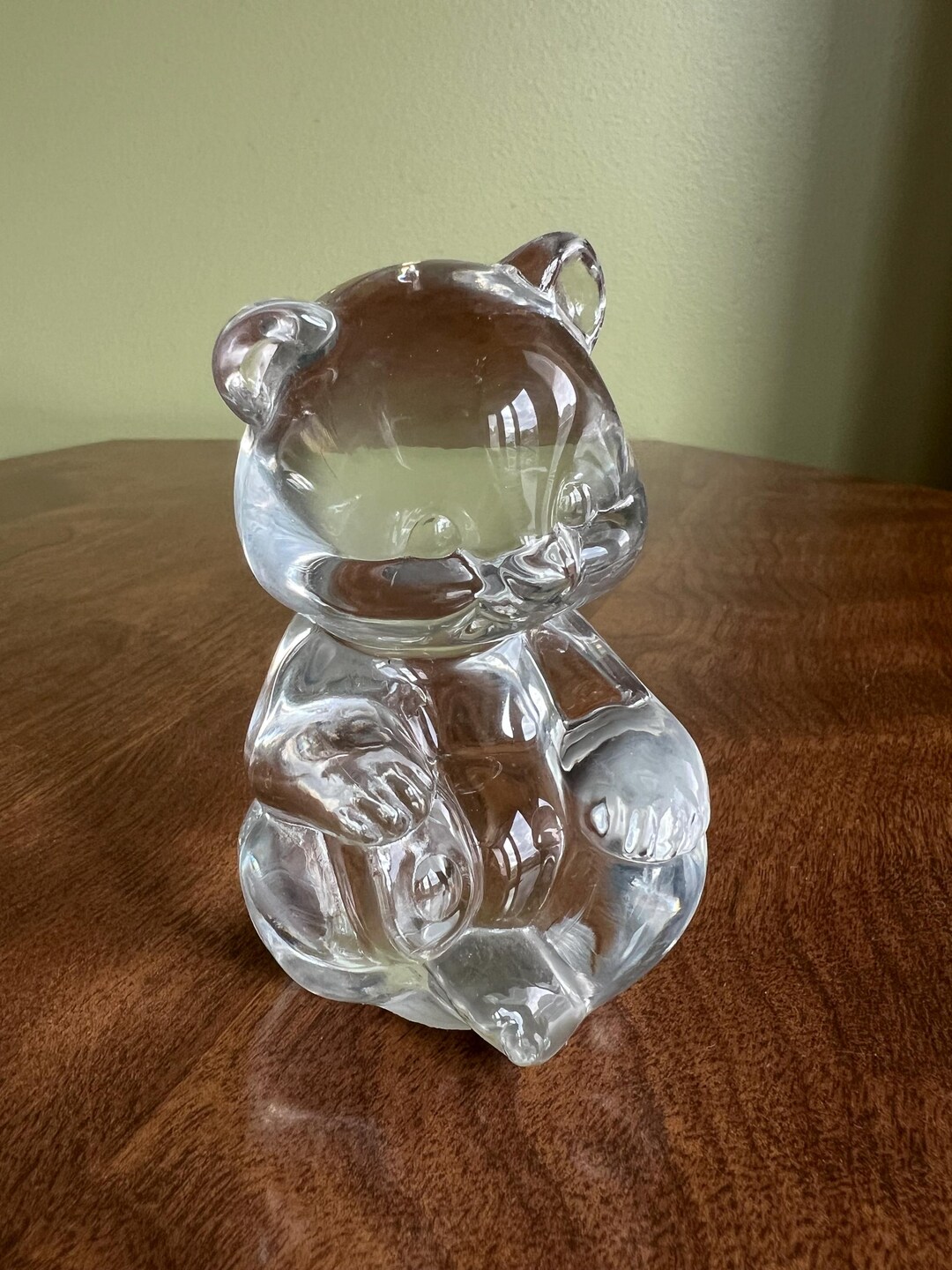 Vintage Fenton Clear Crystal Bear Figurine Made in Usa/fenton Glass