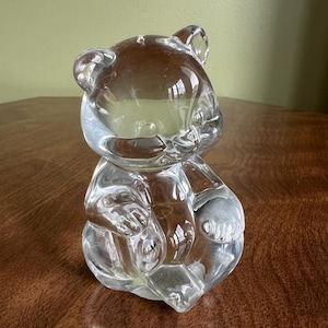 Vintage Fenton Clear Crystal Bear Figurine  Made in USA/Fenton glass Bear Paperweight/ Crystal Bear Figurine