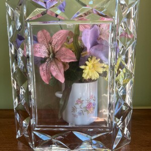 Vintage Diamond Cut Crystal Frame 5x7 image size /Vintage Verrerie Cristallerie D&#39;arques Durand Photo Frame 1998/Large Crystal Picture Frame
