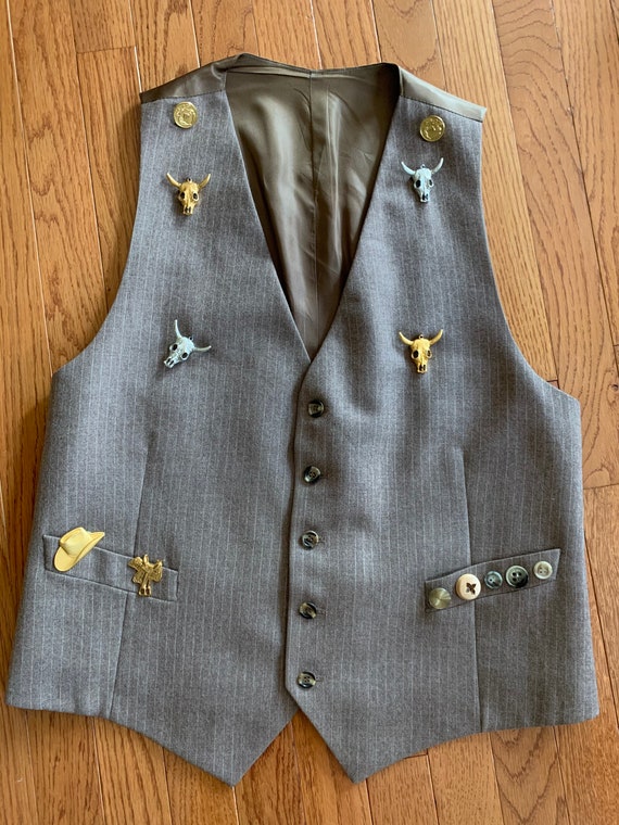 Vintage Cowboy Vest/ Wool and Silk Cowboy Vest De… - image 8