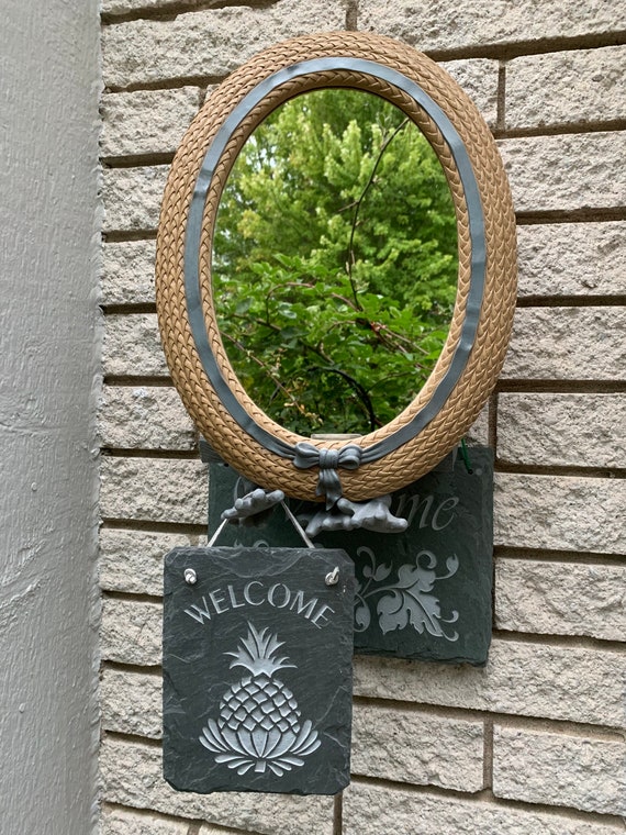 Mid Century Burwood Products 2939 Oval Plastic Frame Mirror Made 