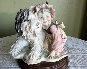 置物 g. Armani Giuseppe Armani DOG CHILDREN Vintage Giuseppe Armani Figurine Boy and Redbone Coon Hound