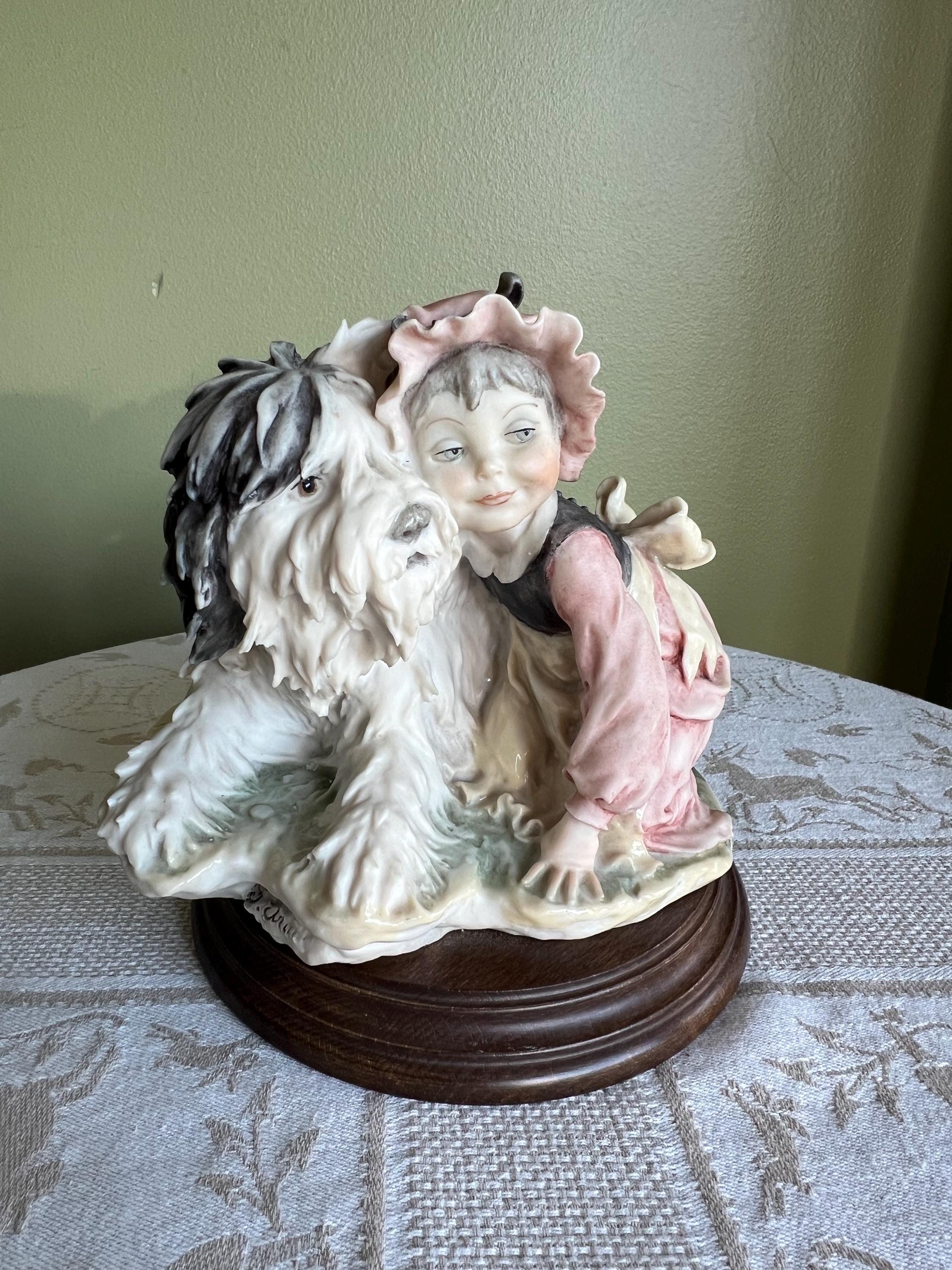 アルマーニ florence 花を持った小さな羊飼い 置物 陶器 少女 年代物 FLORENCE G.ARMANI LITTE SHEPHERDESS WITH FLOWERS