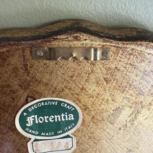 Vintage Italian Florentine Gold Gilted Round Tray 15” diameter/Large Made in Italy Florence Hand Made Gold Tray/Gold Perfume Tray image 6