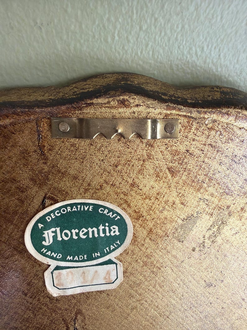 Vintage Italian Florentine Gold Gilted Round Tray 15” diameter/Large Made in Italy Florence Hand Made Gold Tray/Gold Perfume Tray image 6